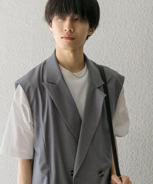 SENSE OF PLACE by URBAN RESEARCH(センスオブプレイスバイアーバンリサーチ)の「『ユニセックス』『セットアップ対応』 サイドスリットテーラードベスト(テーラードジャケット・メンズ・BLACK/GRAY/MINT・M/L)」の22枚目の写真