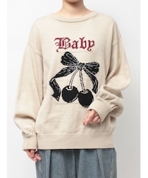 jouetie | ジャガードチェリールーズニット(ニット/セーター)