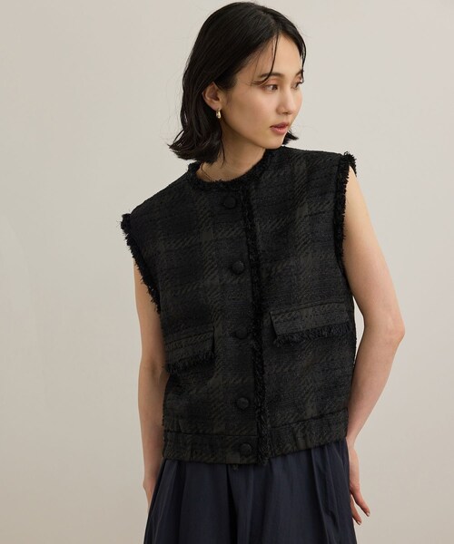 ROPE'（ロペ）の「サマーツイードジレ（ベスト・レディース・ブラック/オフホワイト・F）」の10枚目の写真