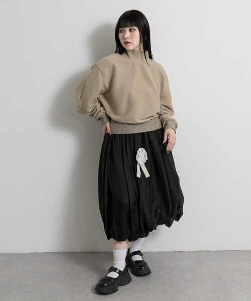 THE GOODLAND MARKET（ザグッドランドマーケット）の「77circa　2fabric 2way balloon SK（スカート・レディース・white/black・one）」の7枚目の写真