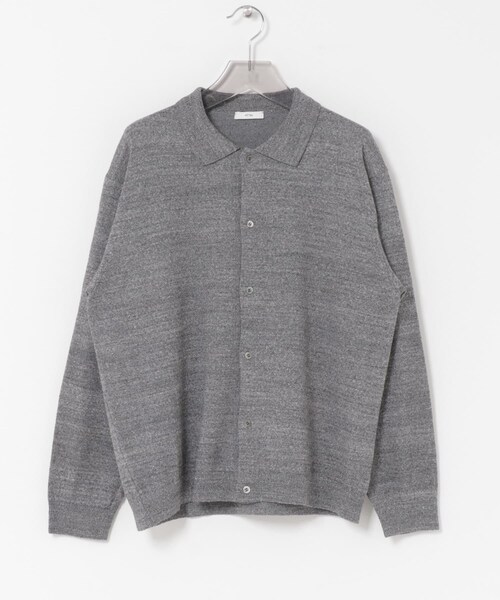 URBAN RESEARCH(アーバンリサーチ)の「ATON C/W BOUCLE POLO CARDIGAN(ニット/セーター・メンズ・TOP GRAY/BROWN/YELLOW・4/6)」の1枚目の写真