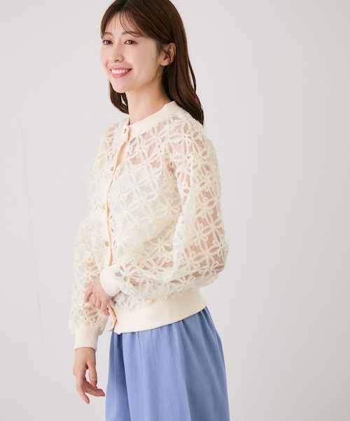 Jayro(ジャイロ)の「フラワー刺繍シアーブルゾン(ブルゾン・レディース・ブラック/ホワイト/ホワイト系・F)」の20枚目の写真