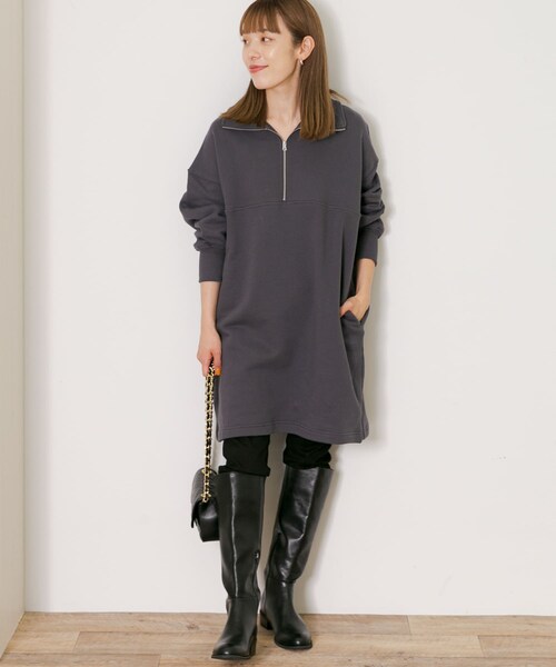 URBAN RESEARCH Sonny Label（アーバンリサーチサニーレーベル）の「ハーフジップスウェットチュニック（チュニック・レディース・オレンジ/グレー/ブラック・FREE）」の2枚目の写真