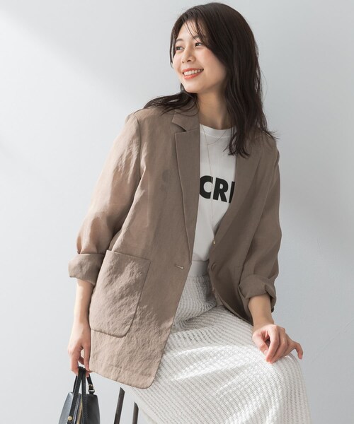 URBAN RESEARCH ROSSO（アーバンリサーチロッソ）の「F by ROSSO　シアーシャツジャケット（テーラードジャケット・レディース・MOCHA/L/BEIGE・FREE）」の6枚目の写真