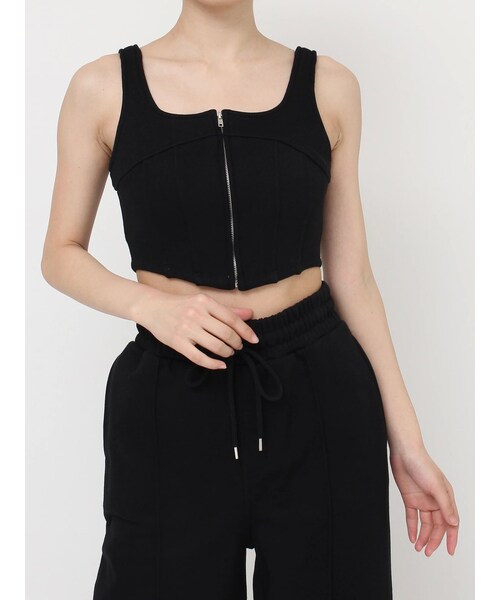 RESEXXY（リゼクシー）の「センターZIPコルセットトップス【セットアップ着用可能】（タンクトップ・レディース・ライトグレー/チャコールグレー/ブラック・F）」の2枚目の写真