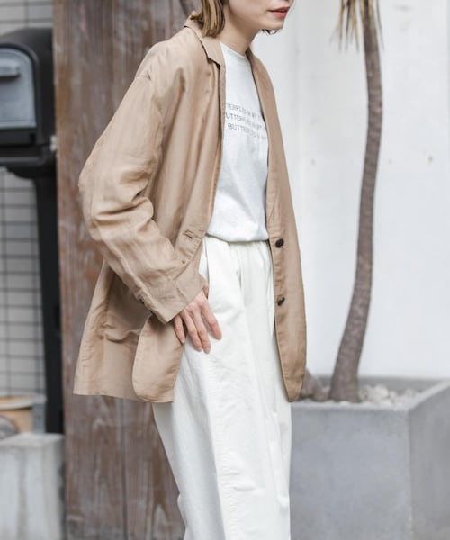 URBAN RESEARCH DOORS(アーバンリサーチドアーズ)の「FORK&SPOON ラミーブレンドビッグジャケット(テーラードジャケット・レディース・BLACK/BEIGE・1)」の2枚目の写真