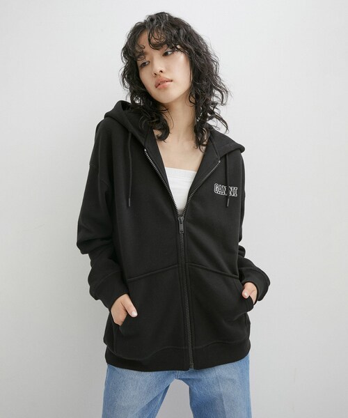 トップス GANNI OVERSIZED ZIP HOODIE adam et rope ADAM ET ROPE'（アダムエロペ）の「【GANNI】OVERSIZED ZIP HOODIE