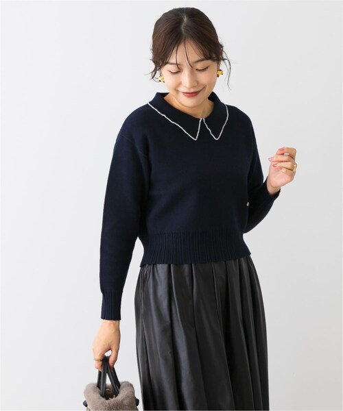 URBAN RESEARCH ROSSO（アーバンリサーチロッソ）の「F by ROSSO　コットンカシミヤ衿パールニット（ニット/セーター・レディース・OFF WHITE/GRAY/NAVY・Free）」の15枚目の写真
