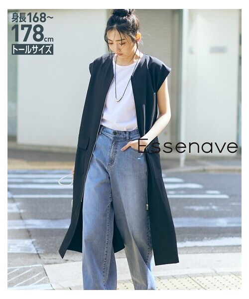 nissen（ニッセン）の「高身長　ジレワンピース（トールサイズ）Essenave（ワンピース・レディース・サンドベージュ/黒・MTT/LTT/LLTT/3LTT/4LTT/5LTT）」の6枚目の写真
