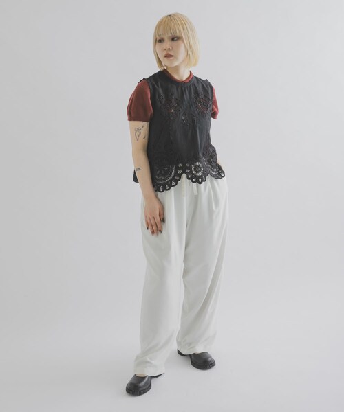 THE GOODLAND MARKET（ザグッドランドマーケット）の「FANAKA　レースノースリーブプルオーバー（シャツ/ブラウス・レディース・WHITE/BLACK・Free）」の15枚目の写真