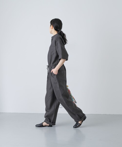 かぐれ（カグレ）の「リネンハーフスリーブオールインワン（つなぎ/オールインワン・レディース・BLACK/CHARCOAL・Free）」の20枚目の写真