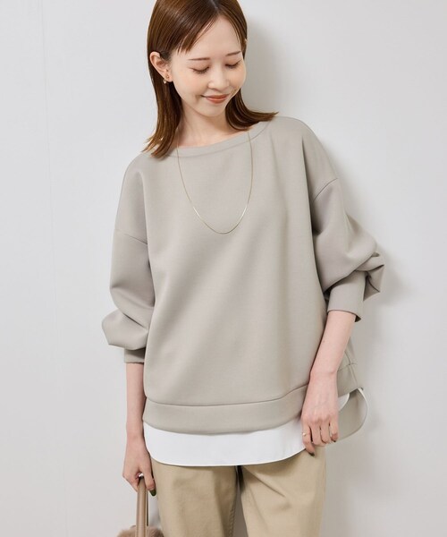 ROPE' PICNIC（ロペピクニック）の「カルゼダンボールレイヤードプルオーバー（Tシャツ/カットソー・レディース・チャコール/グレー系/キナリ・F）」の4枚目の写真