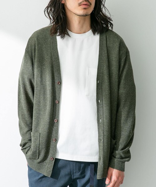 URBAN RESEARCH Sonny Label（アーバンリサーチサニーレーベル）の「『洗濯可』リネン混Vネックニットカーディガン（カーディガン/ボレロ・メンズ・オレンジ/オフ/グリーン/ネイビー・M/L）」の14枚目の写真
