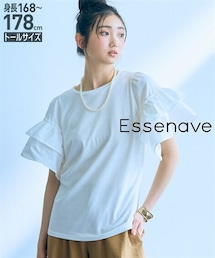nissen | 高身長　袖フリル異素材切替プルオーバー（トールサイズ）Essenave(Tシャツ/カットソー)