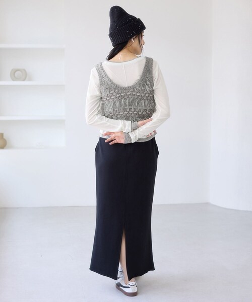 VIS(ビス)の「配色レイヤードシアーロンT(Tシャツ/カットソー・レディース・グレー/オフホワイト/ピンク・F)」の13枚目の写真