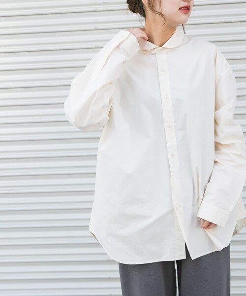 ITEMS URBANRESEARCH(アイテムズ アーバンリサーチ)の「ブロード ラウンドカラーシャツ(シャツ/ブラウス・メンズ・SAX/IVO/PPL/LIME GREEN・M/L)」の7枚目の写真