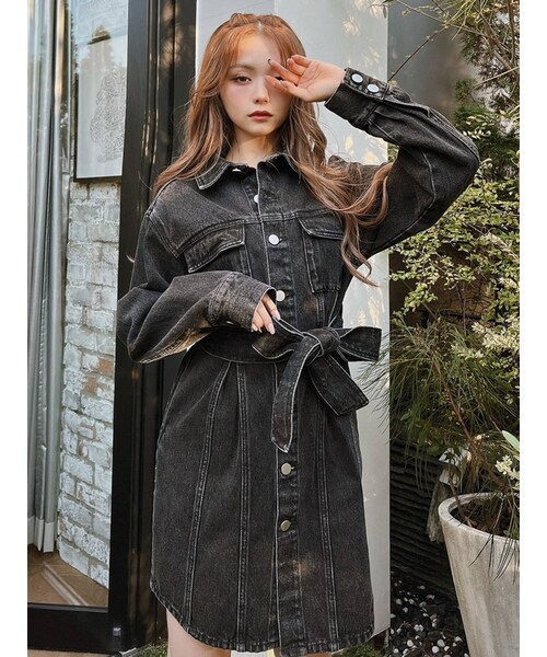 RESEXXY（リゼクシー）の「コルセットロングGジャン（デニムジャケット・レディース・アイボリー/ブラック/インディゴ・F）」の11枚目の写真