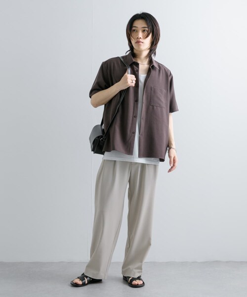 SENSE OF PLACE by URBAN RESEARCH(センスオブプレイスバイアーバンリサーチ)の「『ユニセックス』『UR TECH DRYLUXE』リネンライクシャツ(5分袖)(シャツ/ブラウス・メンズ・GREIGE/CHARCOAL/NAVY/L.BLUE/BROWN/ORANGE・S/M/L)」の20枚目の写真