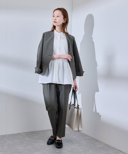 ROPE' PICNIC（ロペピクニック）の「【UV対応】【リネンライク・シリーズ】テーパードパンツ/通勤・セットアップ対応（スラックス・レディース・グレー/グレー系/ダークブラウン/ネイビー・36/38/40）」の14枚目の写真