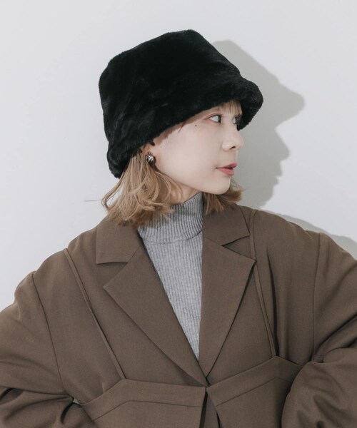 SMELLY（スメリー）の「ファーバケットハット（ハット・レディース・IVO/BLK/BRN・-）」の2枚目の写真