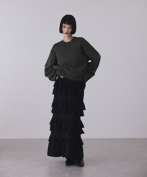 ADAM ET ROPE'(アダムエロペ)の「バイカラーリバーシブルニットプルオーバー(ニット/セーター・レディース・チャコール/ダークブラウン系/ピンク・F)」の11枚目の写真