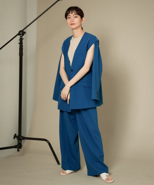 KBF（ケイビーエフ）の「2WAYノーカラージャケット（ノーカラージャケット・レディース・GRAY CHECK/BEIGE/BLUE・one）」の21枚目の写真