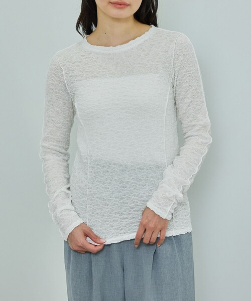 ROPE'（ロペ）の「【WEB・一部店舗限定】ストレッチシアー＆レースカットソー/洗える（Tシャツ/カットソー・レディース・ブラック/ブラック系/ホワイト/ホワイト系・F）」の22枚目の写真