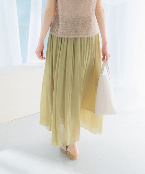 URBAN RESEARCH ROSSO（アーバンリサーチロッソ）の「グロッシーギャザーフレアスカート（スカート・レディース・PISTACHIO/ORANGE/NAVY・FREE）」の5枚目の写真