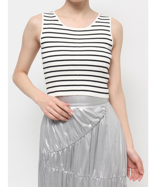 RESEXXY（リゼクシー）の「クロップドニットタンク（タンクトップ・レディース・ホワイト/ブラック/ミックス・F）」の7枚目の写真