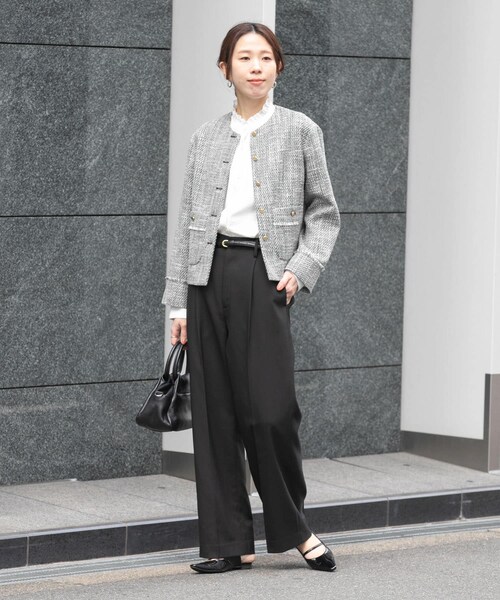 URBAN RESEARCH（アーバンリサーチ）の「ノーカラーツイードジャケット（ノーカラージャケット・レディース・OFF WHITE/BLACK MIX・Free）」の20枚目の写真