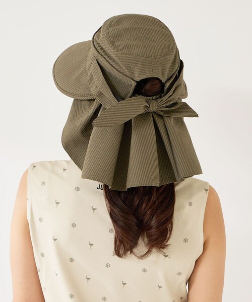 ROPE'（ロペ）の「クールマックスサッカー３ＷＡＹハット/UV・遮熱（ハット・レディース・ブラック/ホワイト/カーキ・F）」の9枚目の写真