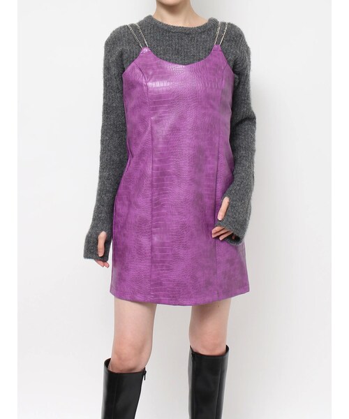 EVRIS（エヴリス）の「チェーンストラップミニワンピース（ワンピース・レディース・ブラック/パープル/ベージュ・F）」の9枚目の写真