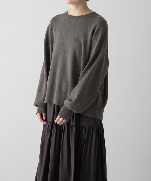 かぐれ（カグレ）の「『ユニセックス』コットンカシミヤスムースニットプルオーバー（ニット/セーター・レディース・GRAY/OATMEAL・1/2）」の3枚目の写真