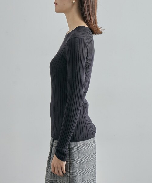 ROPE'(ロペ)の「【限定店舗・J'aDoRe限定】エレガンス キュアフィーロ 天竺クルーネックリブプルオーバー(Tシャツ/カットソー・レディース・ネイビー/オフホワイト・F)」の10枚目の写真