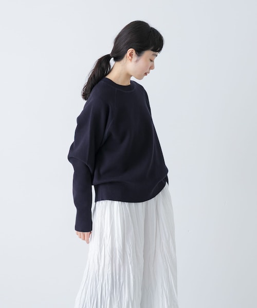 かぐれ（カグレ）の「コットンスウェットニット（ニット/セーター・レディース・LIGHT GRAY/DARK NAVY・Free）」の2枚目の写真