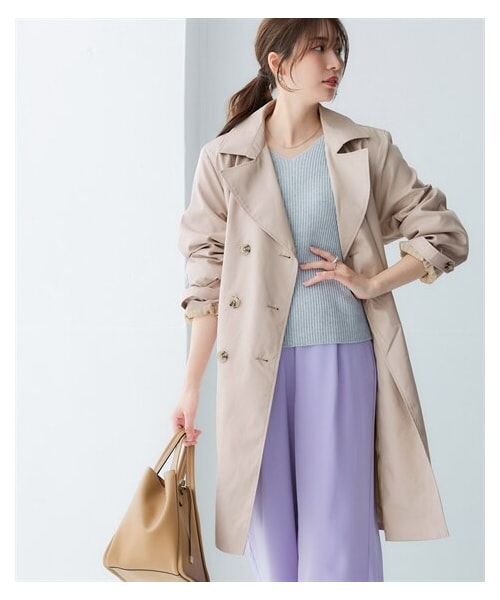 nissen（ニッセン）の「【花粉がつきにくい】トレンチコート（裏地ストライプ・共布ベルト付）（はっ水・防汚機能）＜大きいサイズ有＞（ジャケット/アウター・レディース・グレージュ(ベージュ系ストライプ裏地)/ネイビー(ブルー系ストライプ裏地)/ベージュ(ブルー系ストライプ裏地/キャメルベージュ(ブルー系ストライプ裏地・S/M/L/LL/3L）」の17枚目の写真