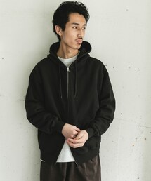 『UR TECH』ピグメントダイ裏起毛ZIPパーカー