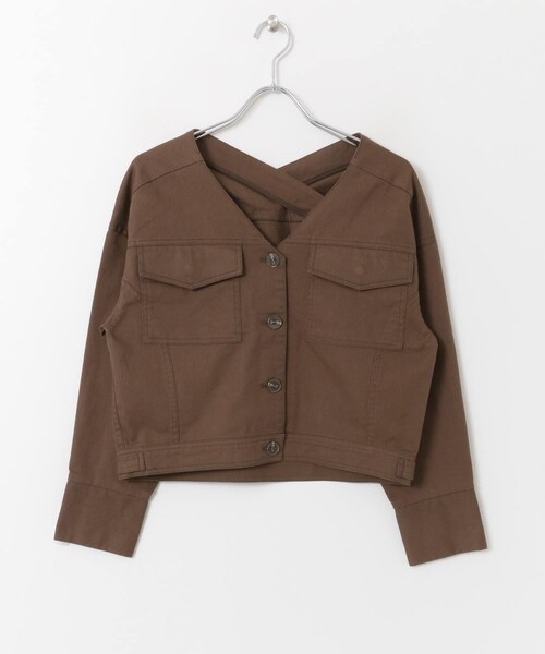 SENSE OF PLACE by URBAN RESEARCH（センスオブプレイスバイアーバンリサーチ）の「ノーカラーショートジャケット（ノーカラージャケット・レディース・BROWN/IVORY・FREE）」の6枚目の写真