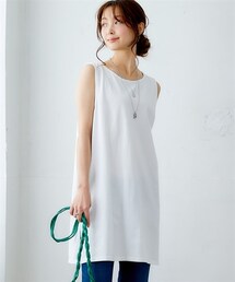 nissen | 超ロング丈　重ね着用タンクトップ（スリット入り）(キャミソール)