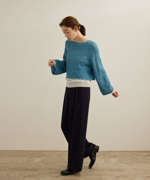 ROPE'（ロペ）の「【洗える】スラブリネン ボートネックプルオーバー（ニット/セーター・レディース・ホワイト/ベージュ/ターコイズ・F）」の17枚目の写真