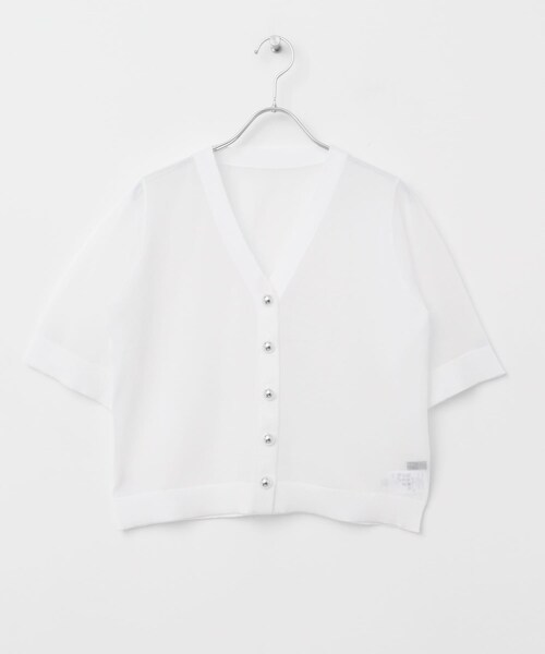 URBAN RESEARCH ROSSO（アーバンリサーチロッソ）の「デザインボタンシアーカーディガン（カーディガン/ボレロ・レディース・WHITE/BLUE・FREE）」の8枚目の写真