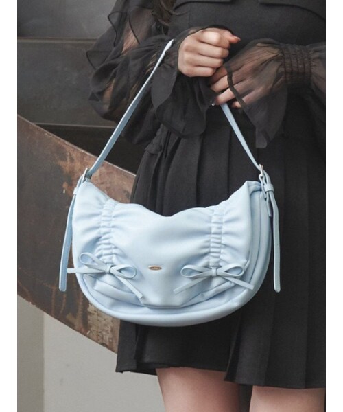 EATME（イートミー）の「ギャザーリボンショルダーバック（ショルダーバッグ・レディース・アイボリー/ブラック/ブルー・F）」の12枚目の写真