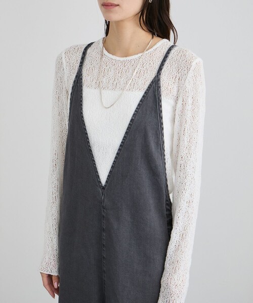 ADAM ET ROPE'(アダムエロペ)の「オーバーダイデニムサロペット(サロペット/オーバーオール・レディース・チャコール/キナリ・M/S)」の19枚目の写真