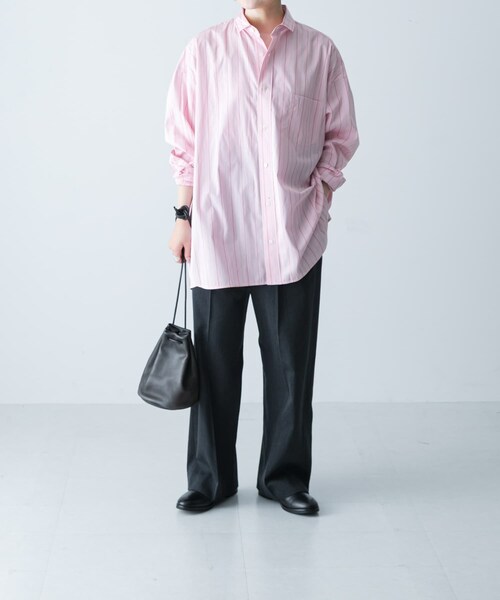 かぐれ(カグレ)の「TICCA スクエアビッグシャツuni(シャツ/ブラウス・レディース・blue/pinkstripe・1)」の13枚目の写真