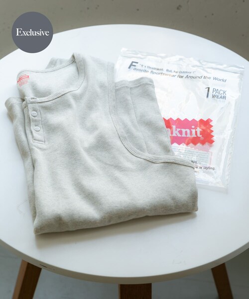 SENSE OF PLACE by URBAN RESEARCH（センスオブプレイスバイアーバンリサーチ）の「『別注』Healthknit×SENSE OF PLACE　タンクトップ（タンクトップ・メンズ・WHITE/BLACK/OATMEAL・M/L）」の3枚目の写真