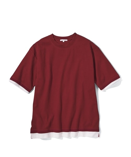 nissen（ニッセン）の「吸汗速乾オーバーサイズ重ね着風５分袖Tシャツ（UVカット加工）（Tシャツ/カットソー・メンズ・ベージュ系/エンジ系/黒系・M/L/LL/3L/4L/5L/6L/8L/10L）」の21枚目の写真