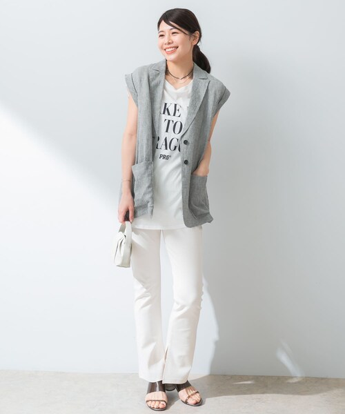 URBAN RESEARCH ROSSO（アーバンリサーチロッソ）の「『UR TECH ひやサラクール』F by ROSSO　スリットフレアパンツ（その他パンツ・レディース・BLACK/OFFWHITE/BROWN・36/38）」の9枚目の写真