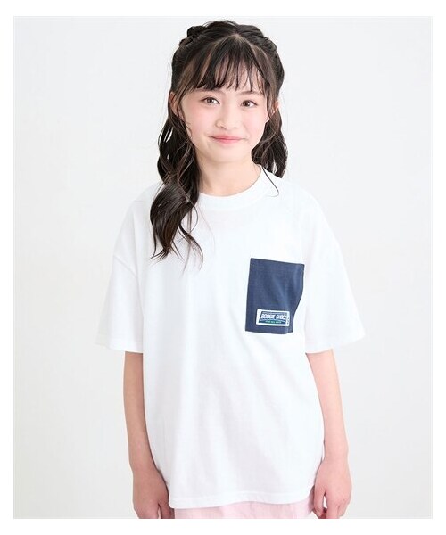 nissen（ニッセン）の「ビッグシルエット胸ポケット半袖Tシャツ（男の子・女の子）（Tシャツ/カットソー・キッズ・ネイビー/オフホワイト/黒・140/150/160）」の4枚目の写真