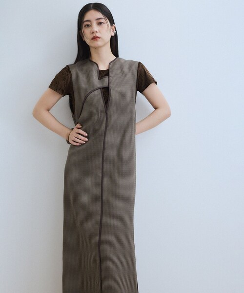 ADAM ET ROPE'（アダムエロペ）の「【WEB限定】2WAY MIXツイードジャンパースカート（ワンピース・レディース・ブラック系/ダークブラウン/ベージュ系・36/38）」の7枚目の写真