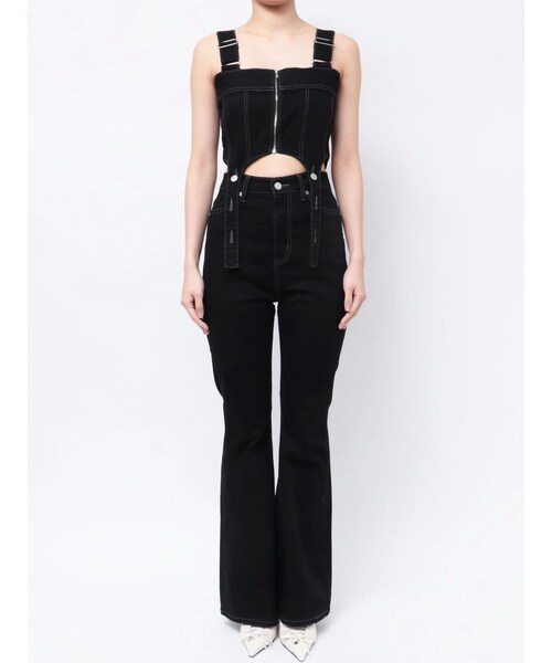 EMODA（エモダ）の「コルセットハングデニムサロペット（つなぎ/オールインワン・レディース・ブラック/ブルー/インディゴ・F/S/M）」の3枚目の写真